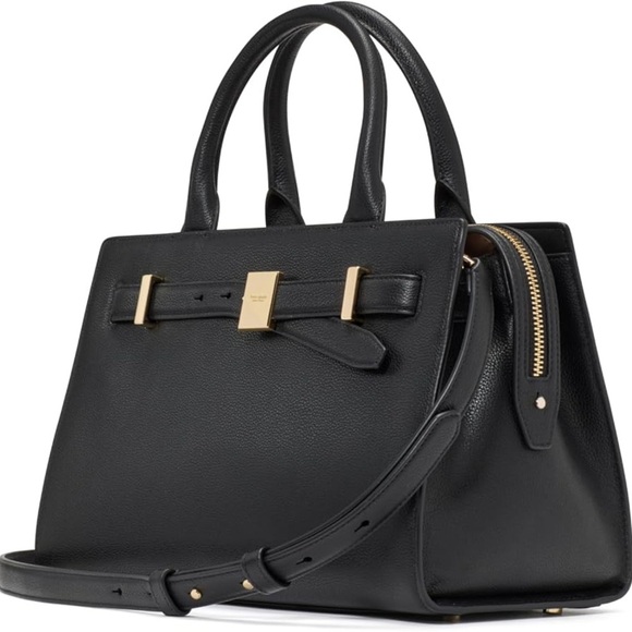 kate spade new york Deco Pebbled Leather Medium Satchel Black - Picture 9 of 14